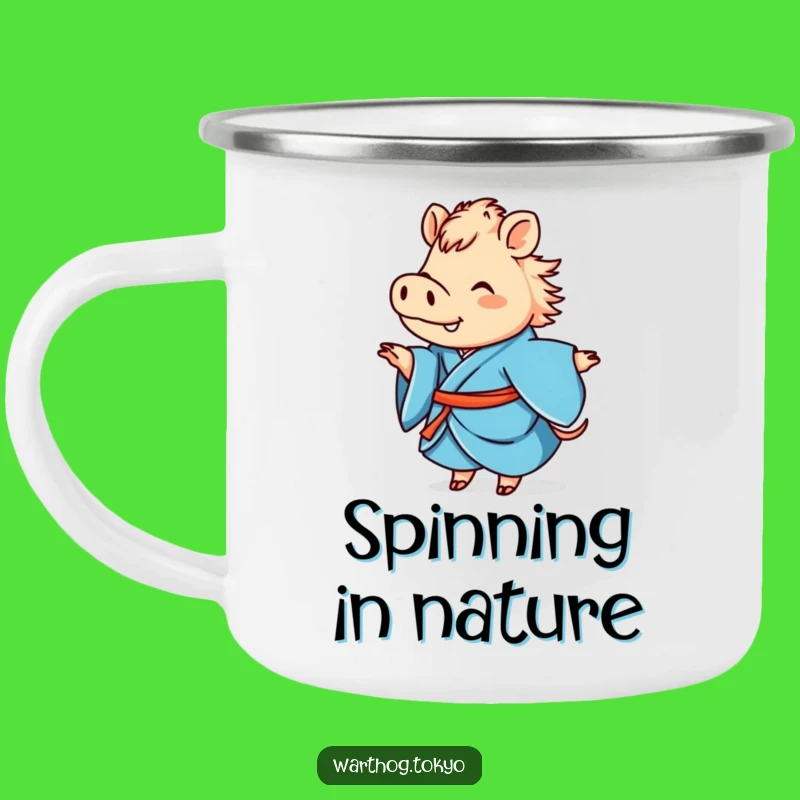 Funny Warthog Kimono Camping Mug: Adventure with a Hilarious Twirling Warthog