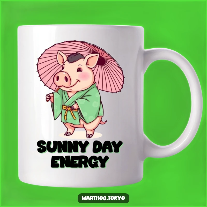Funny Warthog Kimono Mug: Playful Green Design, Perfect for a Giggle Gift
