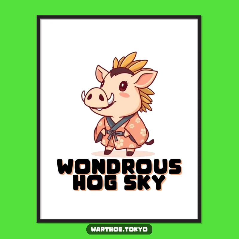 Funny Warthog Kimono Digital Art: Downloadable Wonder for Your Walls