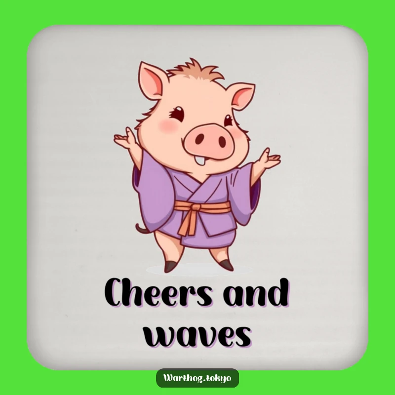 Funny Warthog Kimono Coasters: Protect Surfaces with Elegant Purple Art