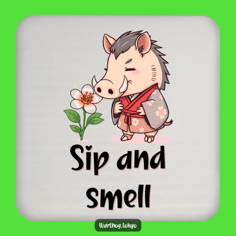 Funny Warthog Kimono Coasters: Protect Surfaces with Floral Whimsy