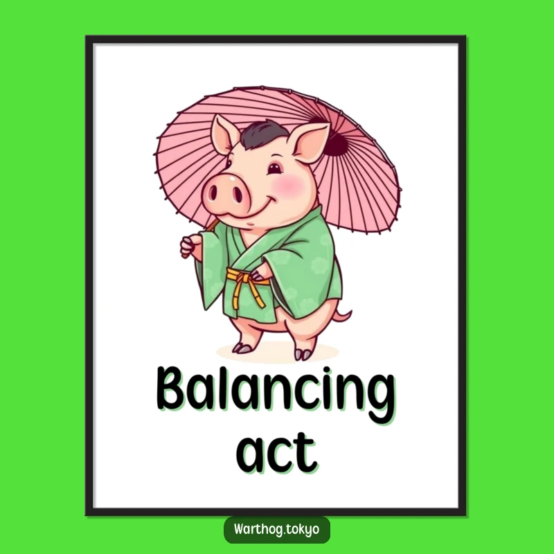 Funny Warthog Kimono Poster: Playful Green Art for Your Walls