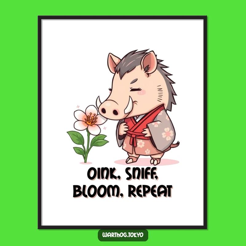 Free Printable Wall Art: Warthog's Floral Discovery - Funny Downloadable Art