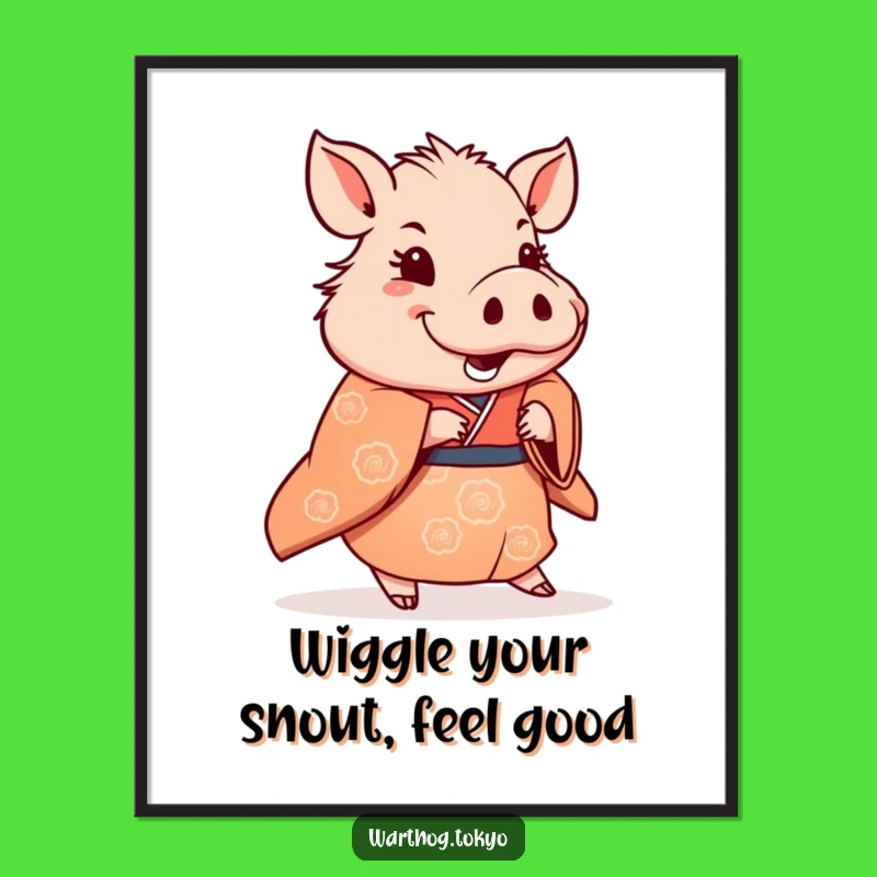 Free Printable Wall Art: Warthog's Happy Shuffle Dance - Funny Downloadable Art