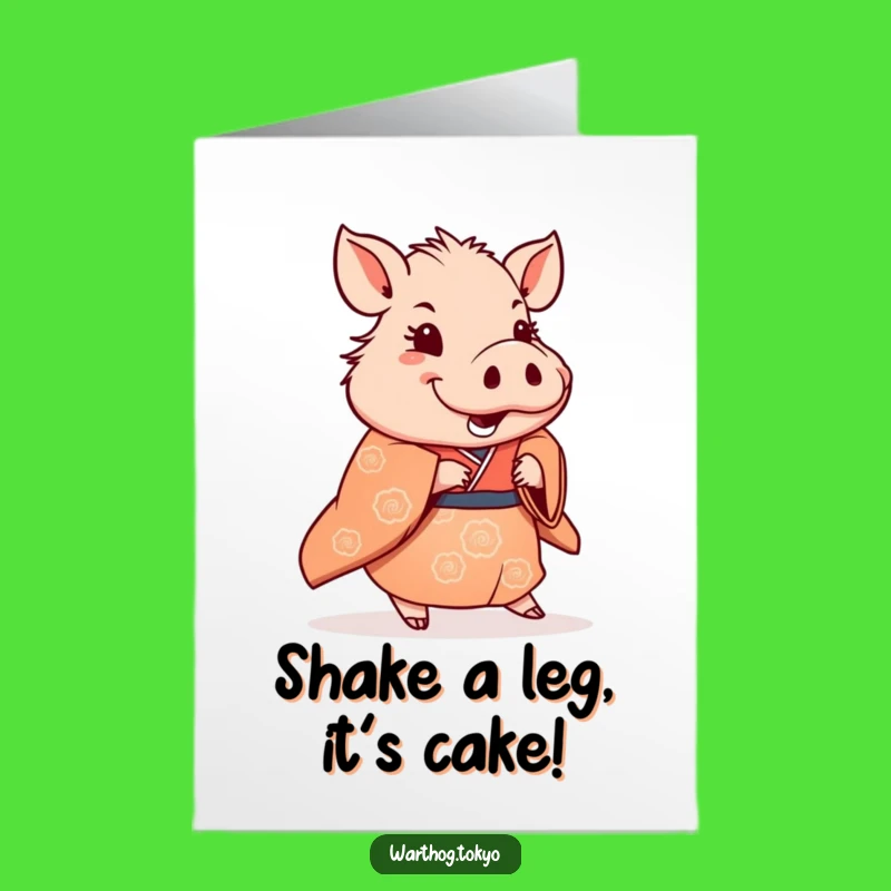 Free Printable Birthday Card: Warthog's Happy Shuffle - Funny Downloadable Gift