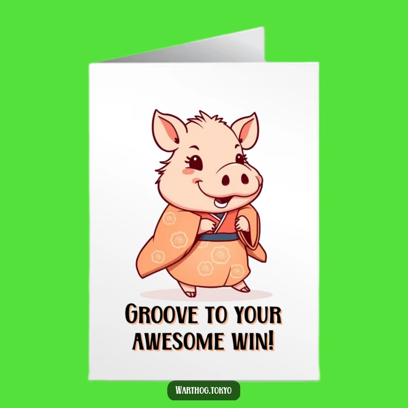 Free Printable Congrats Card: Warthog's Celebration Shuffle - Funny Downloadable Gift