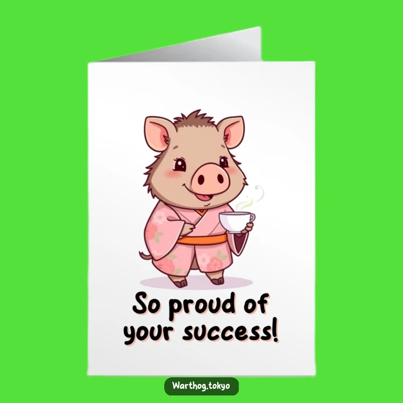 Free Printable Warthog Congrats Card: Pink Kimono Tea, Downloadable Gift for Any Occasion