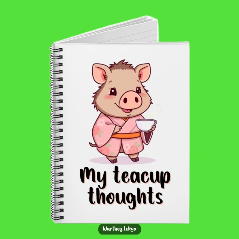 Funny Warthog Kimono Notebook: Write Notes with a Charming Tea-Serving Warthog