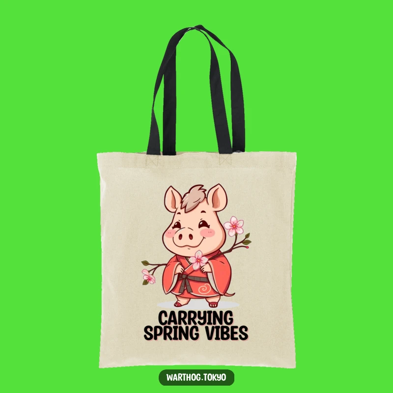 Funny Warthog Kimono Tote Bag: Carry Spring Cheer with This Red Warthog